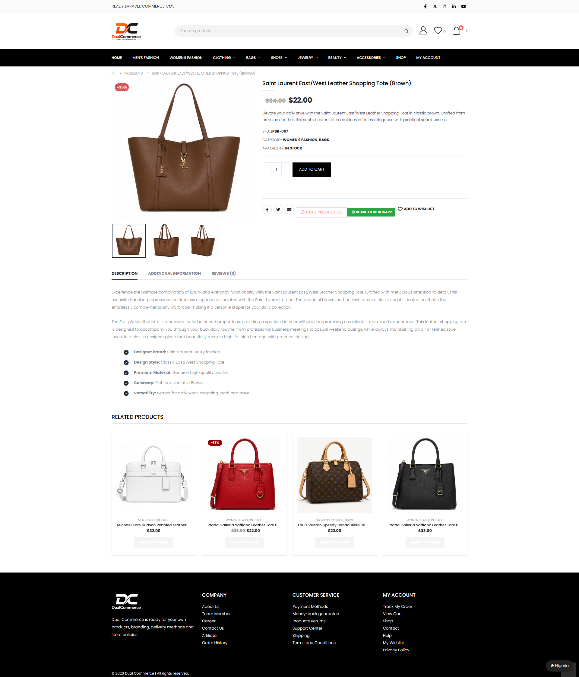 DualCommerce product page preview