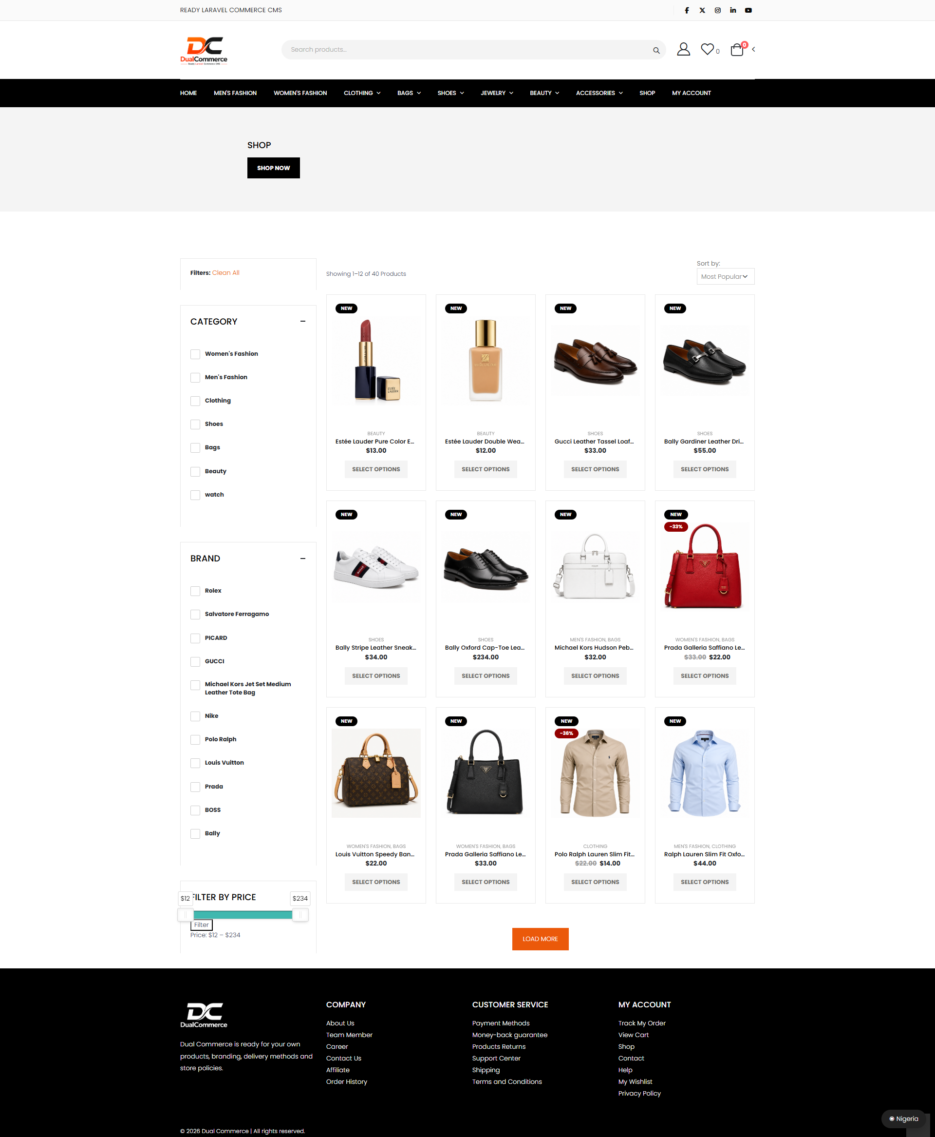 DualCommerce mobile product catalog view