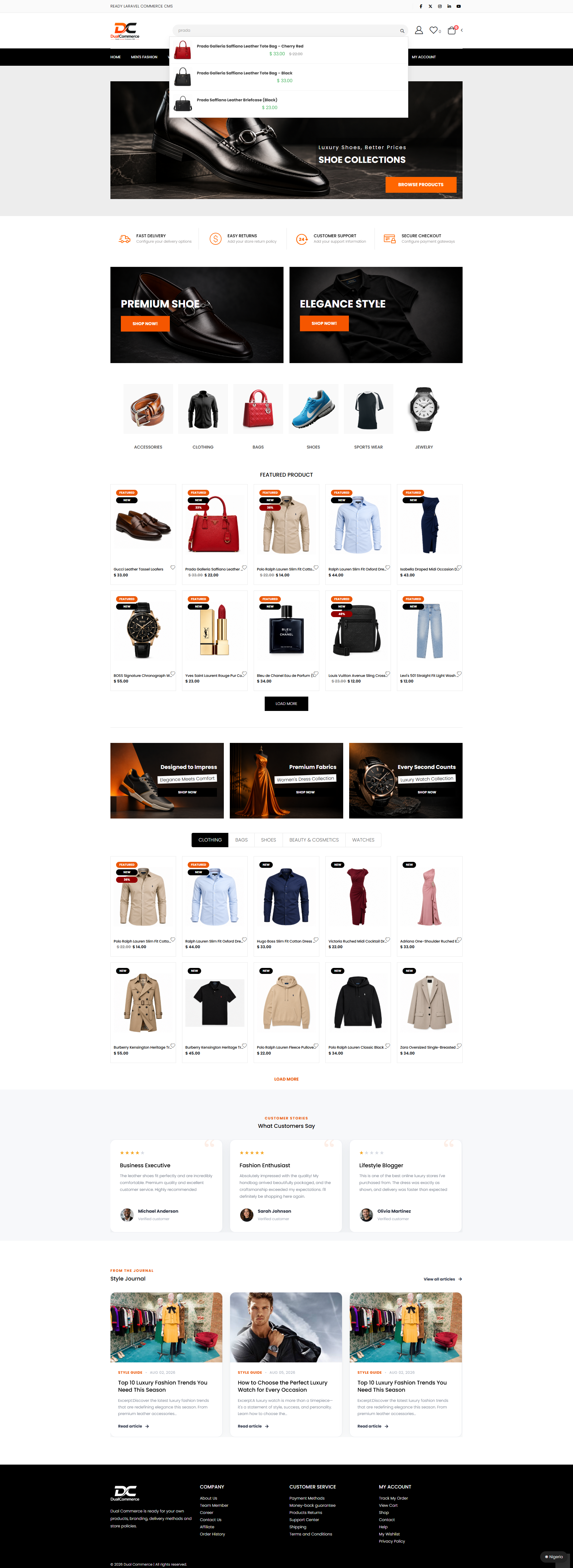 DualCommerce storefront with an instant product search