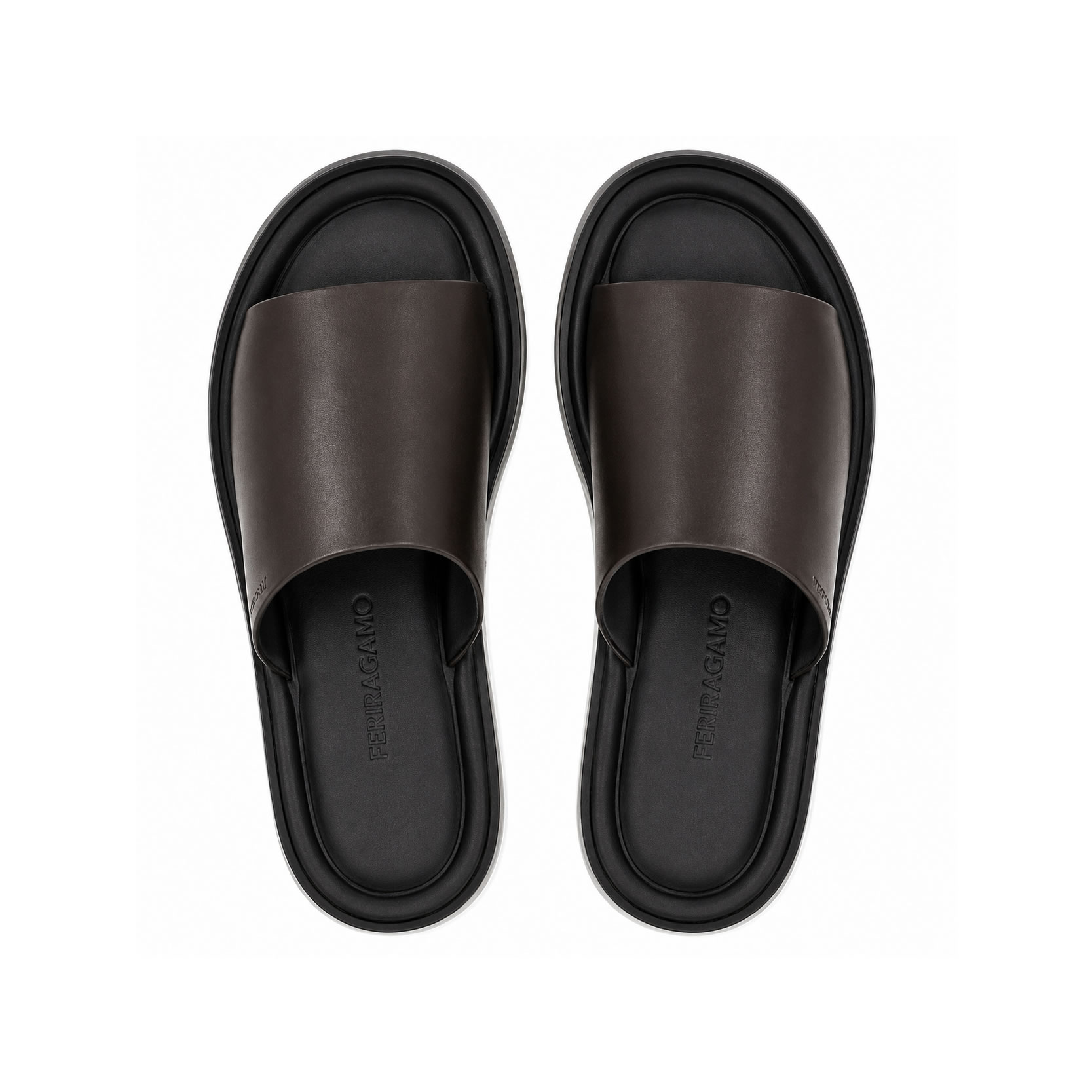 Ferragamo Giunone Leather Slide Sandals. image 1