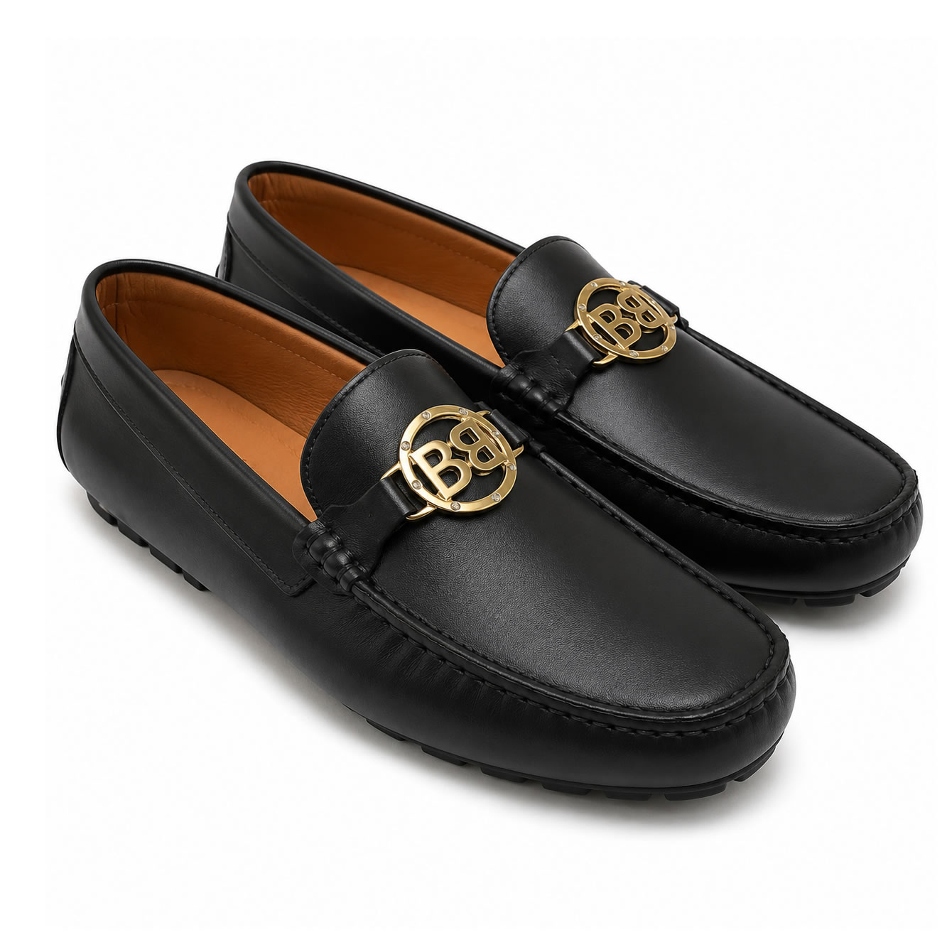 BALDININI MEN'S LOGO PLAQUE LEATHER LOAFER image 1