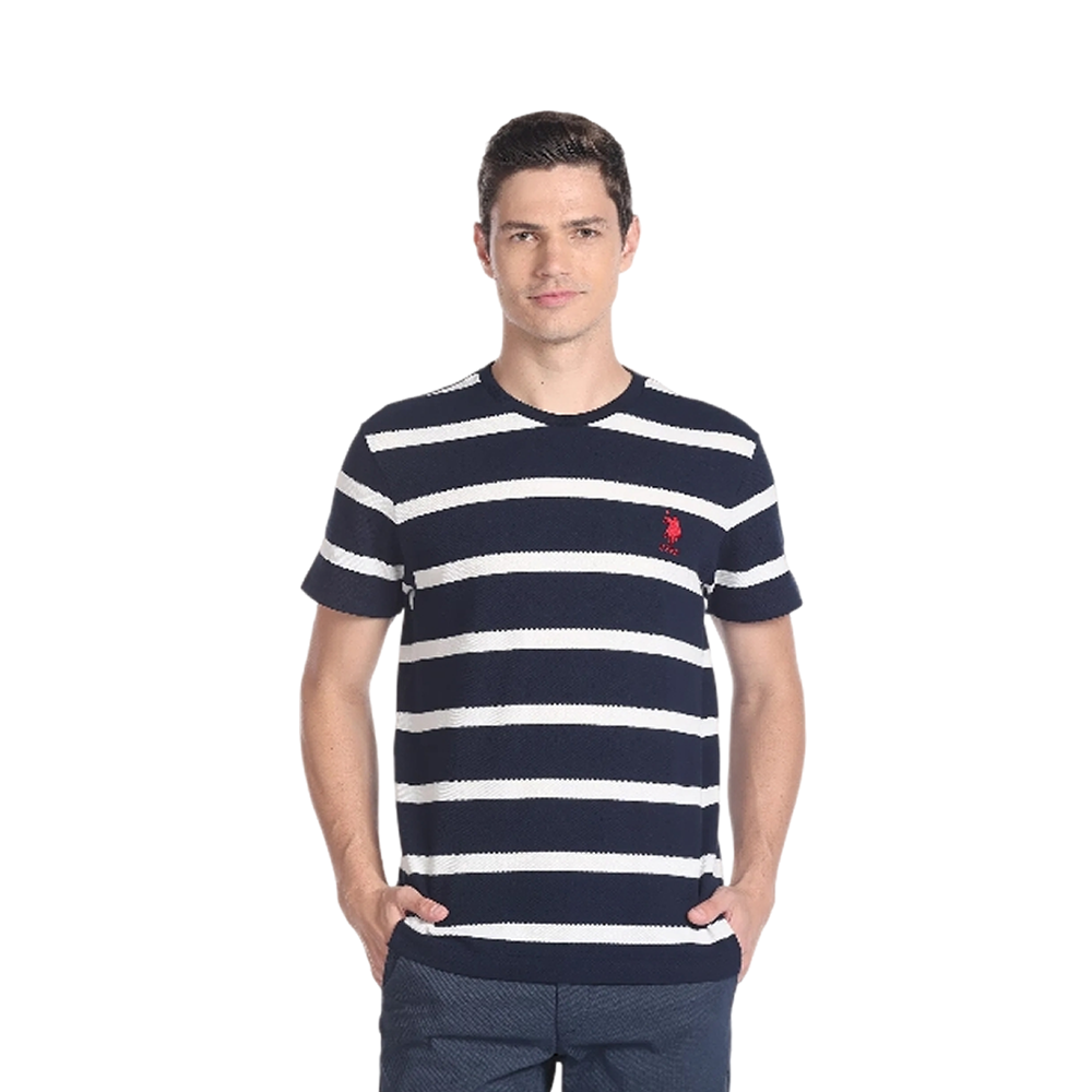 Crew Neck Horizontal Stripe T-Shirt